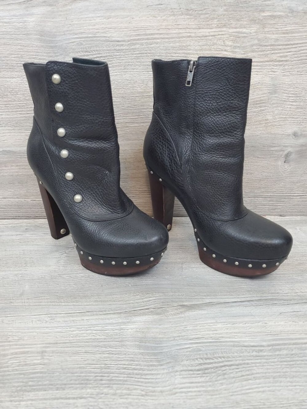 UGG Cosima Mid black studded leather platform boots